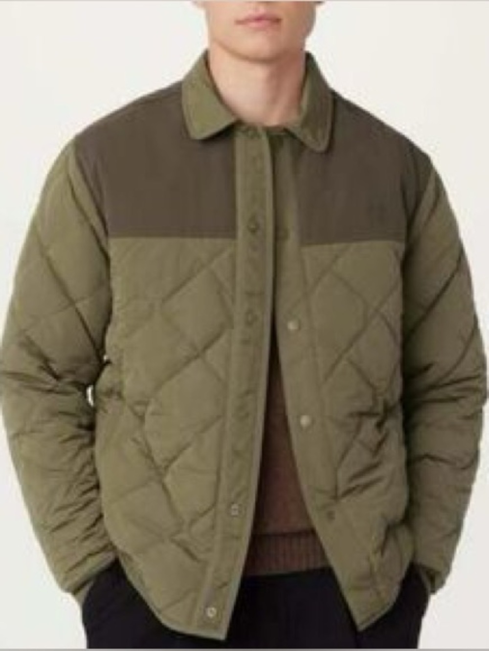 Frank & Oak Reversible Skyline Quilted Bomber Jacket Agave Green Medium